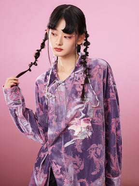 MUKZIN Sequin Embroidered Original Purple High Quality Comfortable Shirt