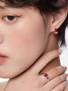 MUKTANK×SUN HUNTER Velvet Heart Bow Ear Cuffs