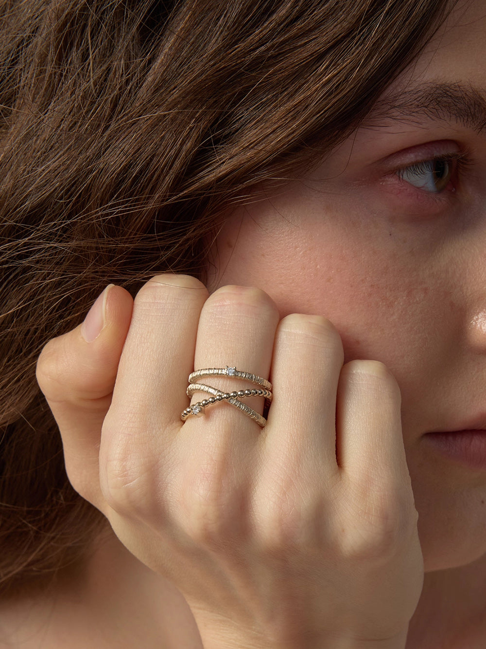 MUKTANK×SUN HUNTER Triple-Layer Wire-Wrapped Ring - S925 Silver