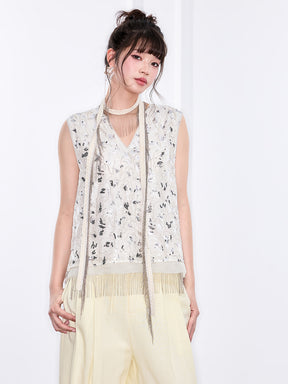 MUKZIN "Ode to the New Summer"White Sleeveless Stylish Casual Vest