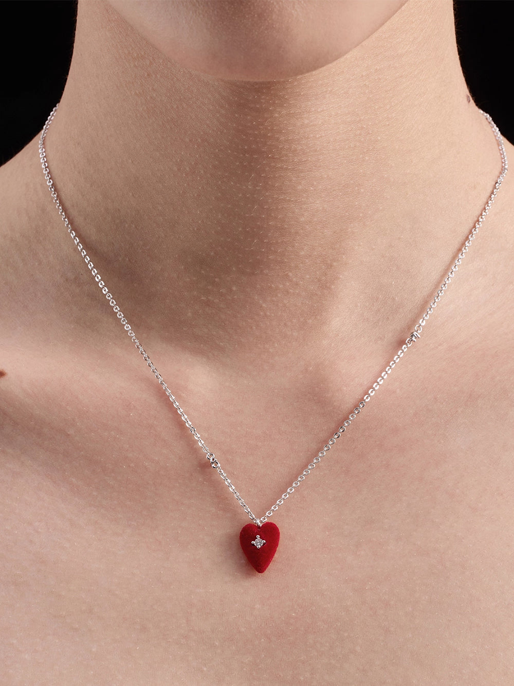 MUKTANK×SUN HUNTER Velvet Heart Plain Chain Necklace