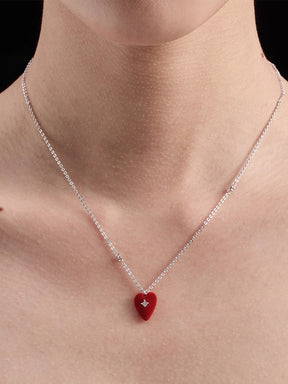 MUKTANK×SUN HUNTER Velvet Heart Plain Chain Necklace