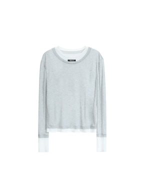 MUKTANK×MODULER Tencel fake two-piece Splicing Loose T-shirt Knitted Top