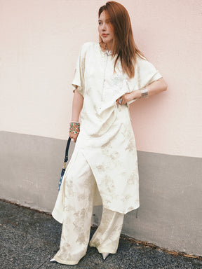 MUKZIN“Capsule Collection”Off - White Jacquard Loose Top