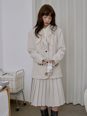 MUKTANK×LOUMUTAKU Polka Dot Bow Collar Set (Midi Skirt Included)