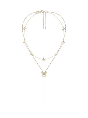 MUKTANK×SUN HUNTER “Emergence”Double-Layer Lace Butterfly Y-Necklace