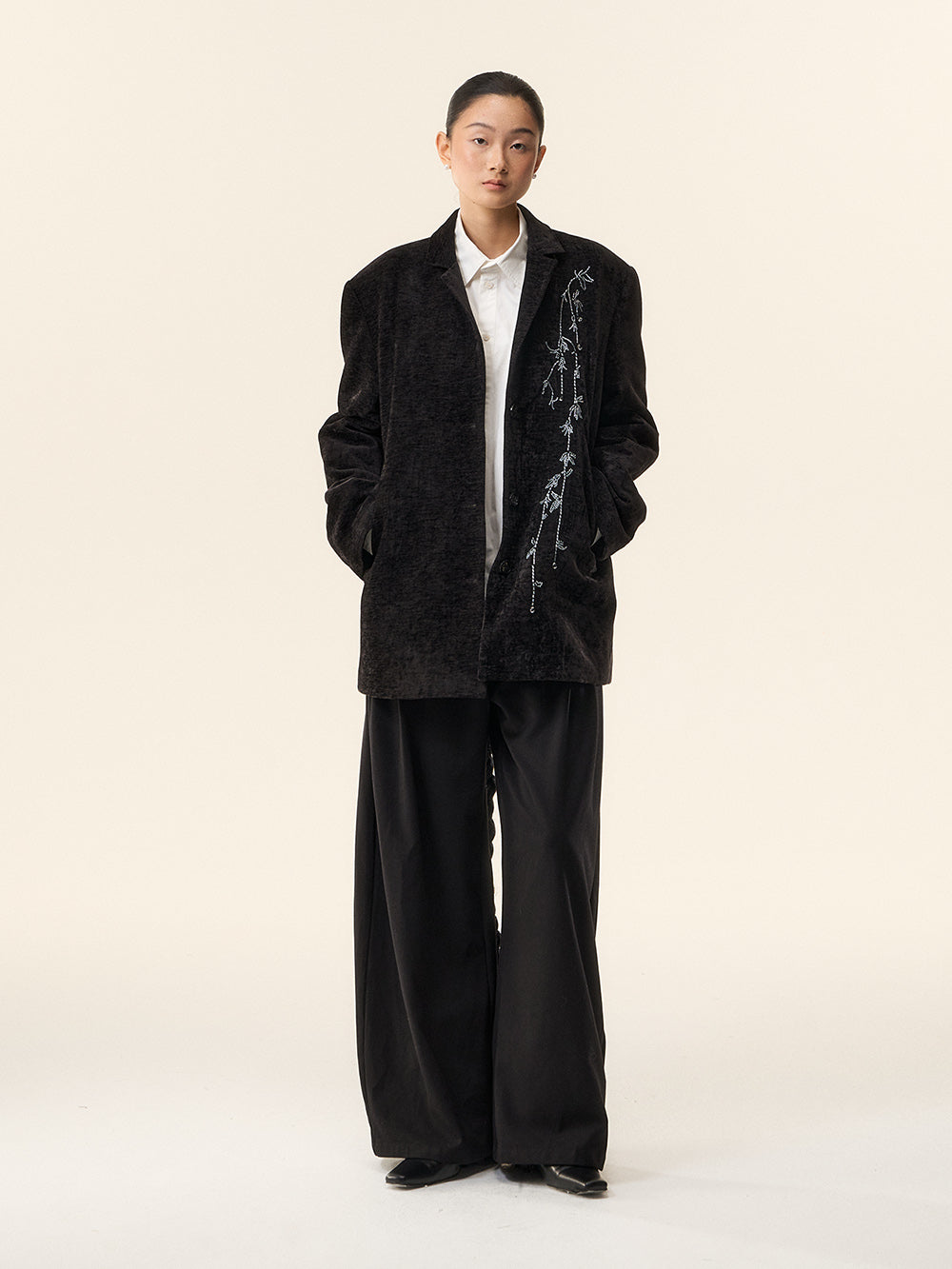 MUKTANK×LOUMUTAKU Beaded Embroidery Branch-Patterned Blazer