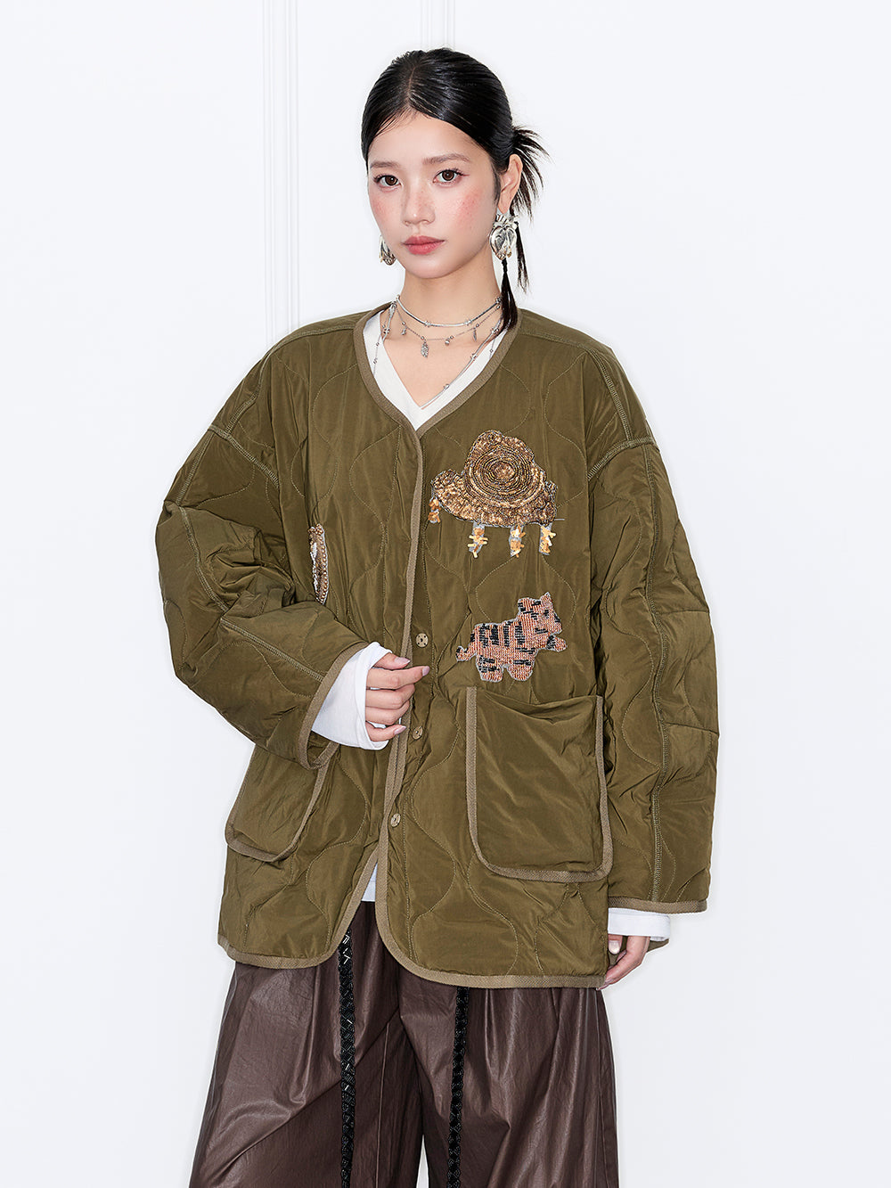 MUKZIN“Capsule Collection”Chinese Style Gilded Embroidery Oversized Silhouette Neo-Chinese Cotton Coat