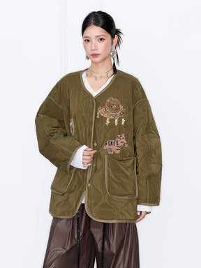 MUKZIN“Capsule Collection”Chinese Style Gilded Embroidery Oversized Silhouette Neo-Chinese Cotton Coat