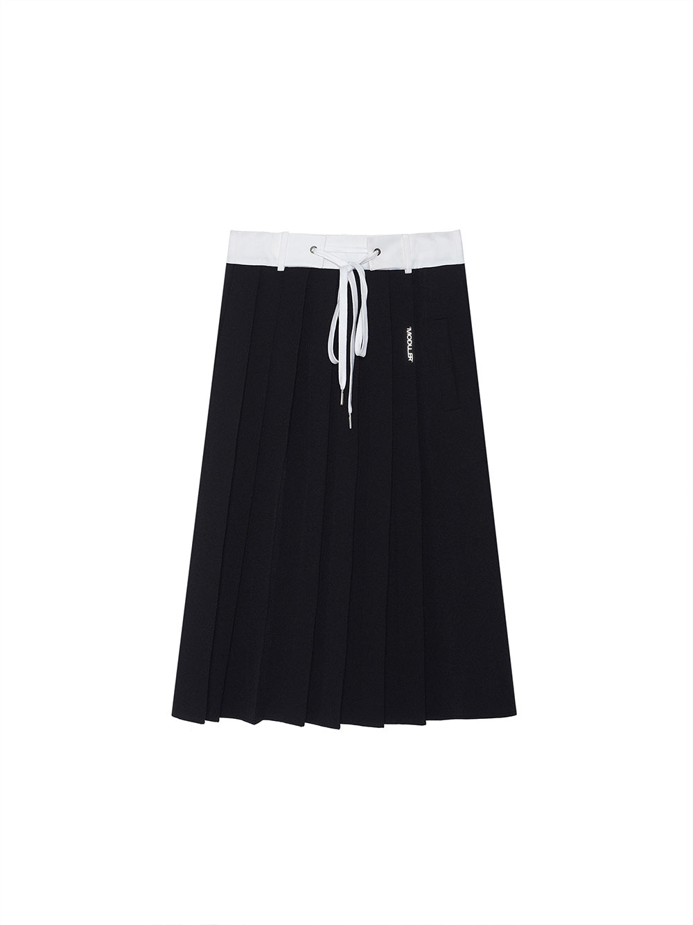 MUKTANK×MODULER Waistband Patchwork Drawstring Pleated Midi Skirt