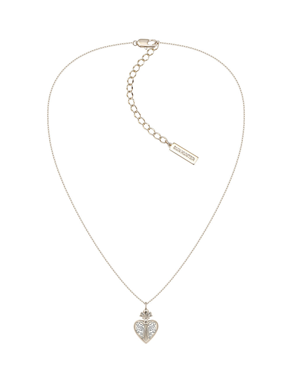 MUKTANK×SUN HUNTER Iris Carved Heart Plain Chain Necklace