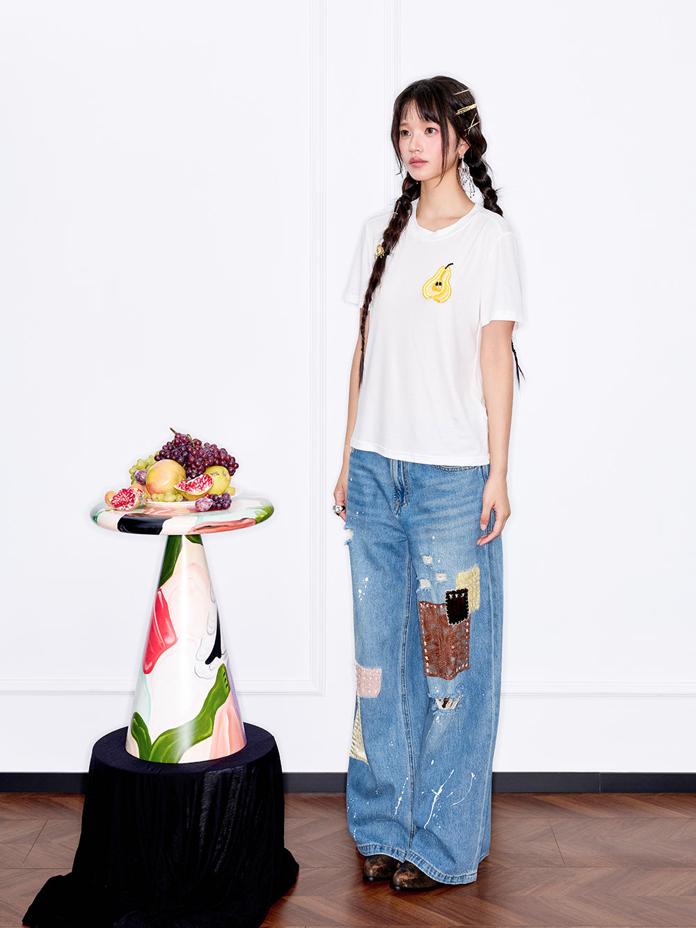 MUKZIN“Capsule Collection”Cotton Casual Versatile Short-Sleeve T-Shirt with 3D Fruit Pattern