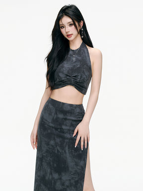 MUKTANK×ARDENCODE Washed-out Knit Halter Spaghetti Strap