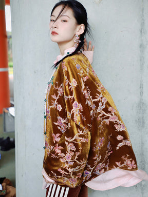 MUKZIN Velvet "Linglongzi"Printed Chinese Style Coat