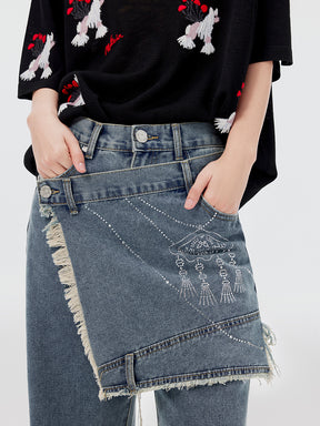 MUKZIN Fashion Frayed Front Jeans