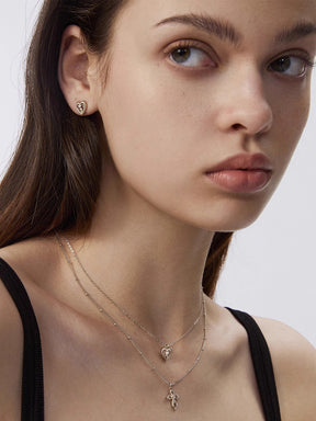 MUKTANK×SUN HUNTERCross and heart double-layer necklace