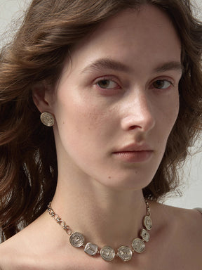 MUKTANK×SUN HUNTER Iris Coin Stud Earrings