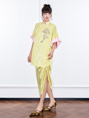MUKZIN "Ode to the New Summer"Neo - Chinese Style Bamboo - Jacquard Half - Skirt