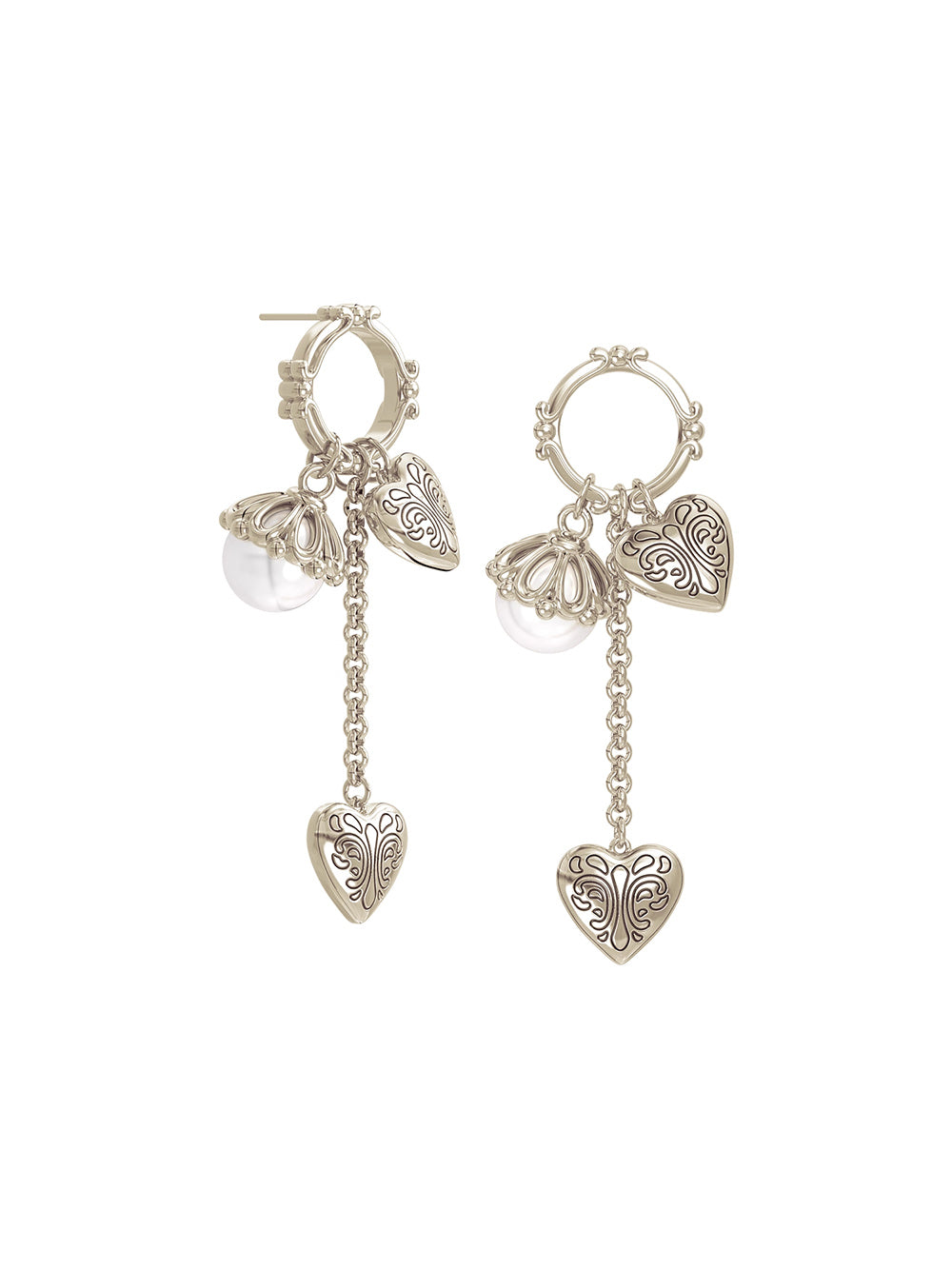 MUKTANK×SUN HUNTER Intricate Heart Faux Pearl Earrings