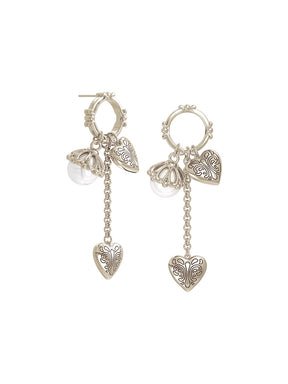 MUKTANK×SUN HUNTER Intricate Heart Faux Pearl Earrings