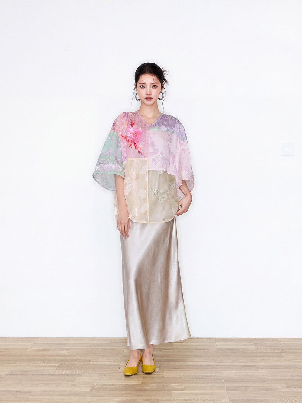 MUKZIN×"Capsule Collection" Modern Chinese Patchwork Short Sleeve Top