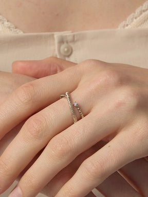 MUKTANK×SUN HUNTER Cross Wire-Wrapped Ring - S925 Silver