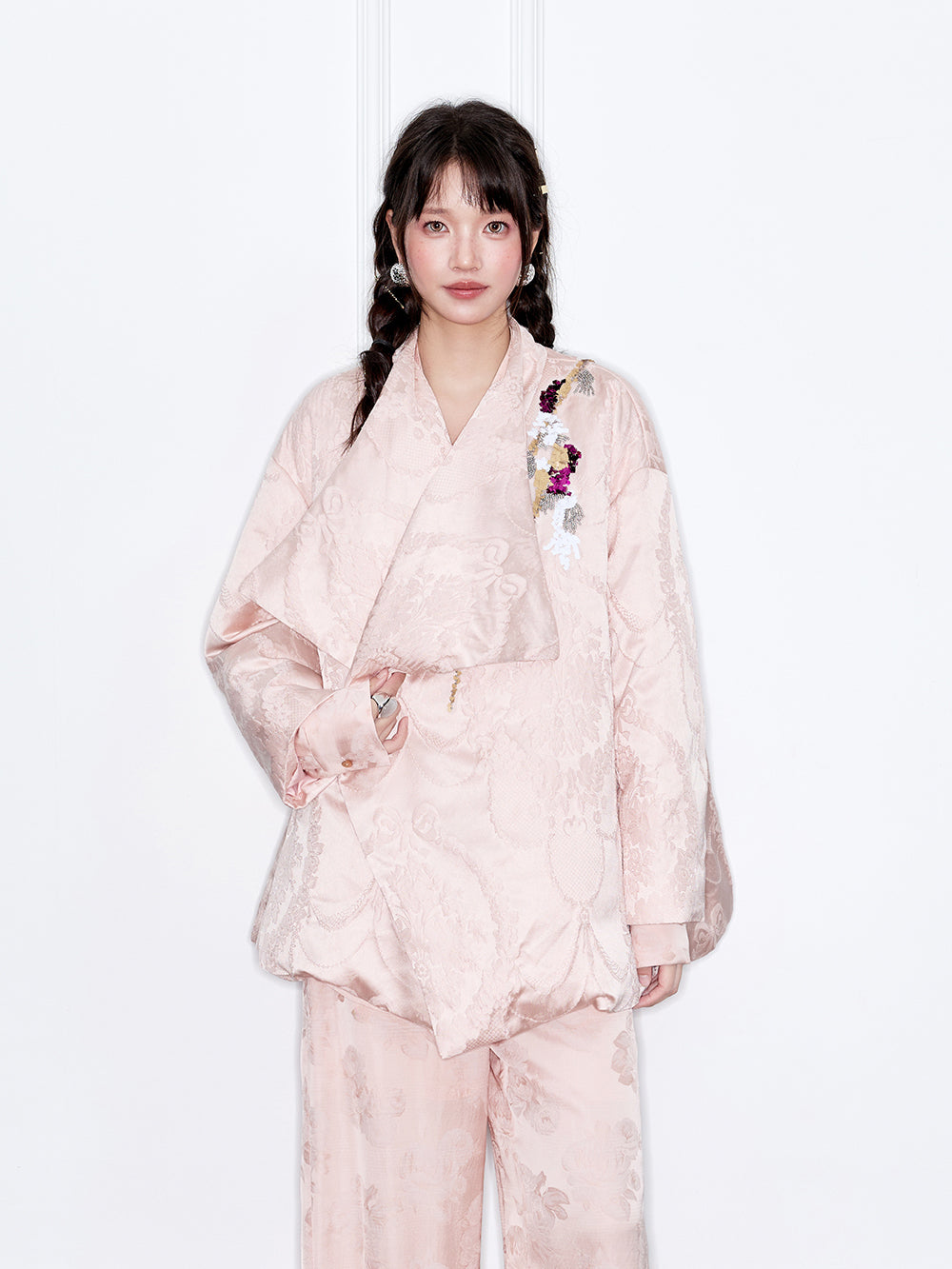 MUKZIN“The Sequence of Deer's Call”New Chinese Style Jacquard Loose Down Jacket