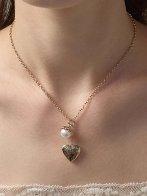MUKTANK×SUN HUNTER Carved Heart Pearl Necklace