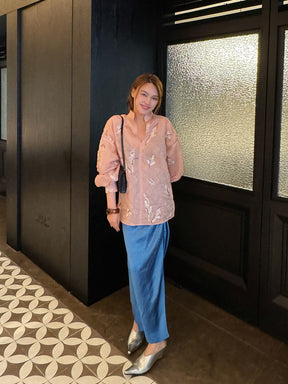 MUKZIN“Capsule Collection”Pink embroidered top