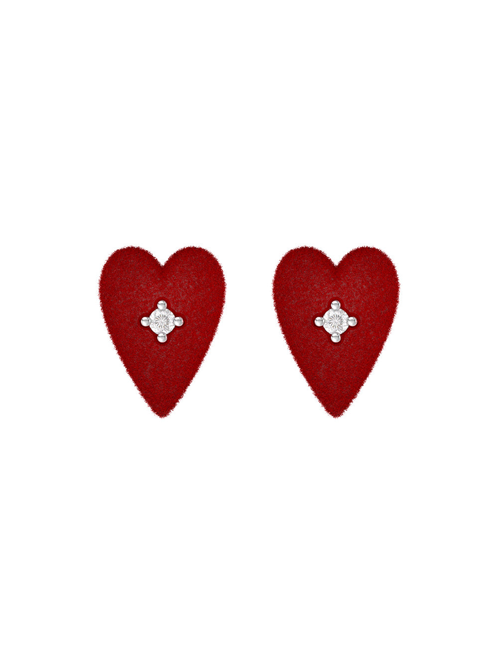 MUKTANK×SUN HUNTER Mini Velvet Heart Stud Earrings