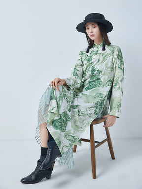 MUKTANK × CUUDICLAB Chinese Style Printed Holiday Maxi Dress