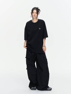 MUKTANK×ARDENCODE Reflective Print Casual 305g Heavyweight Pure Cotton Crewneck Unisex Short-Sleeved Loose T-Shirt