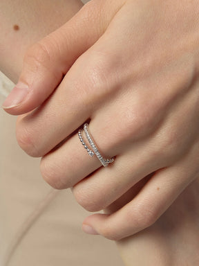 MUKTANK×SUN HUNTER Cross Wire-Wrapped Ring - S925 Silver
