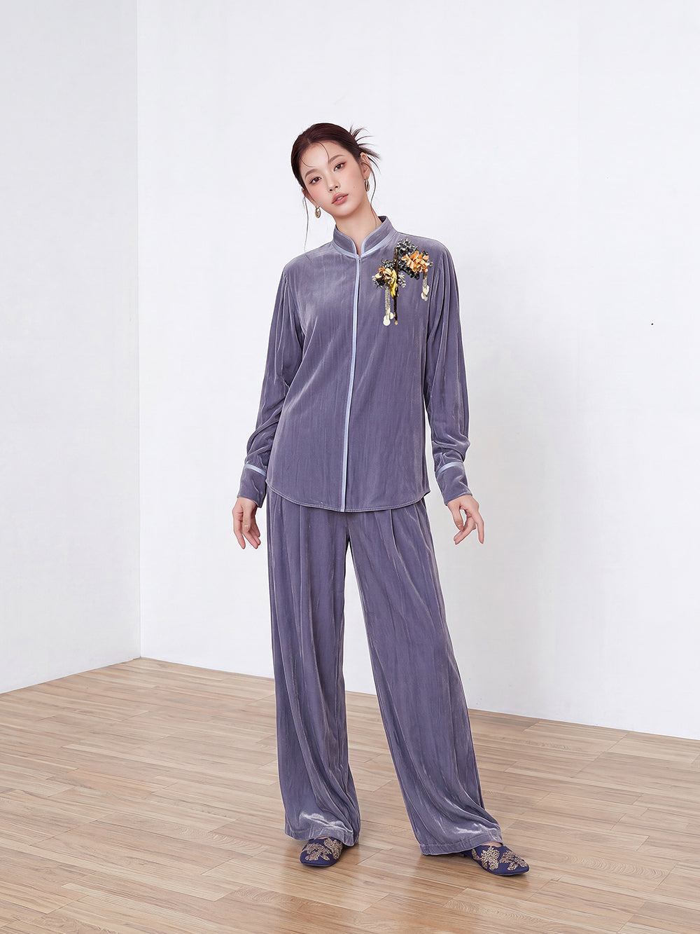 MUKZIN×Capsule Collection New Chinese-Style Silk Velvet Trouser Set