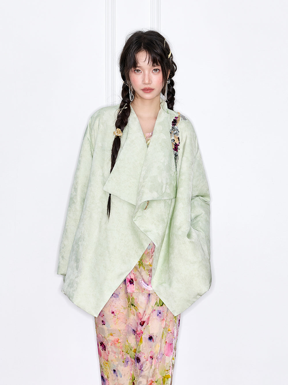 MUKZIN“The Sequence of Deer's Call”New Chinese Style Jacquard Loose Down Jacket