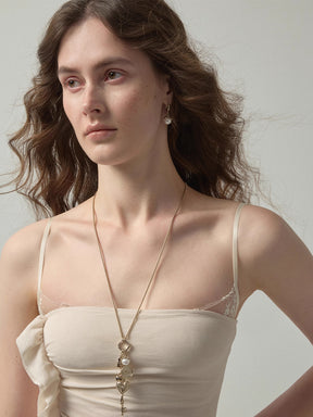 MUKTANK×SUN HUNTER Long Intricate Heart Lock Coin Necklace