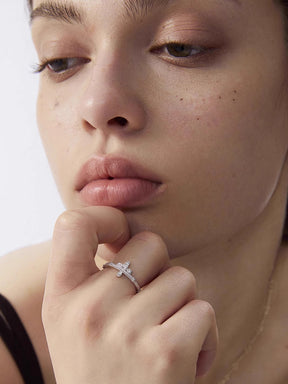 MUKTANK×SUN Simple lace cross ring