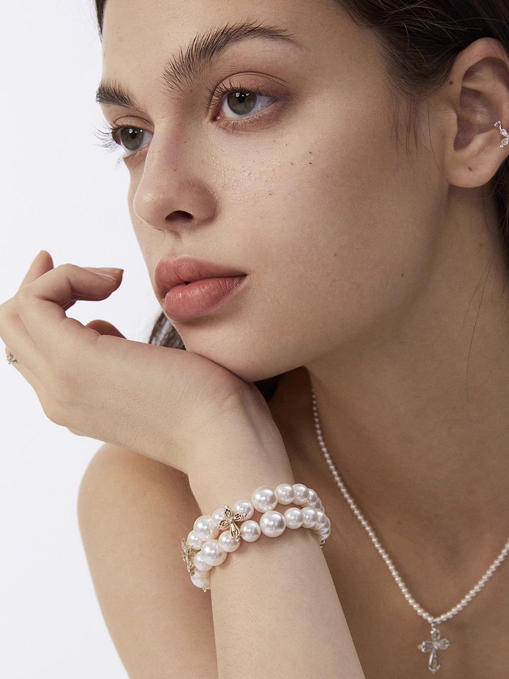 MUKTANK×SUN HUNTER Double-layer lace cross bracelet