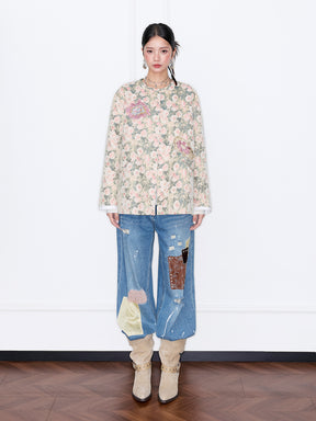 MUKZIN“Capsule Collection”Vintage Embroidery Round Neck Loose Jacket