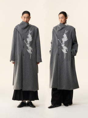 MUKTANK×LOUMUTAKU Gladiolus Beaded Embroidery Scarf Coat