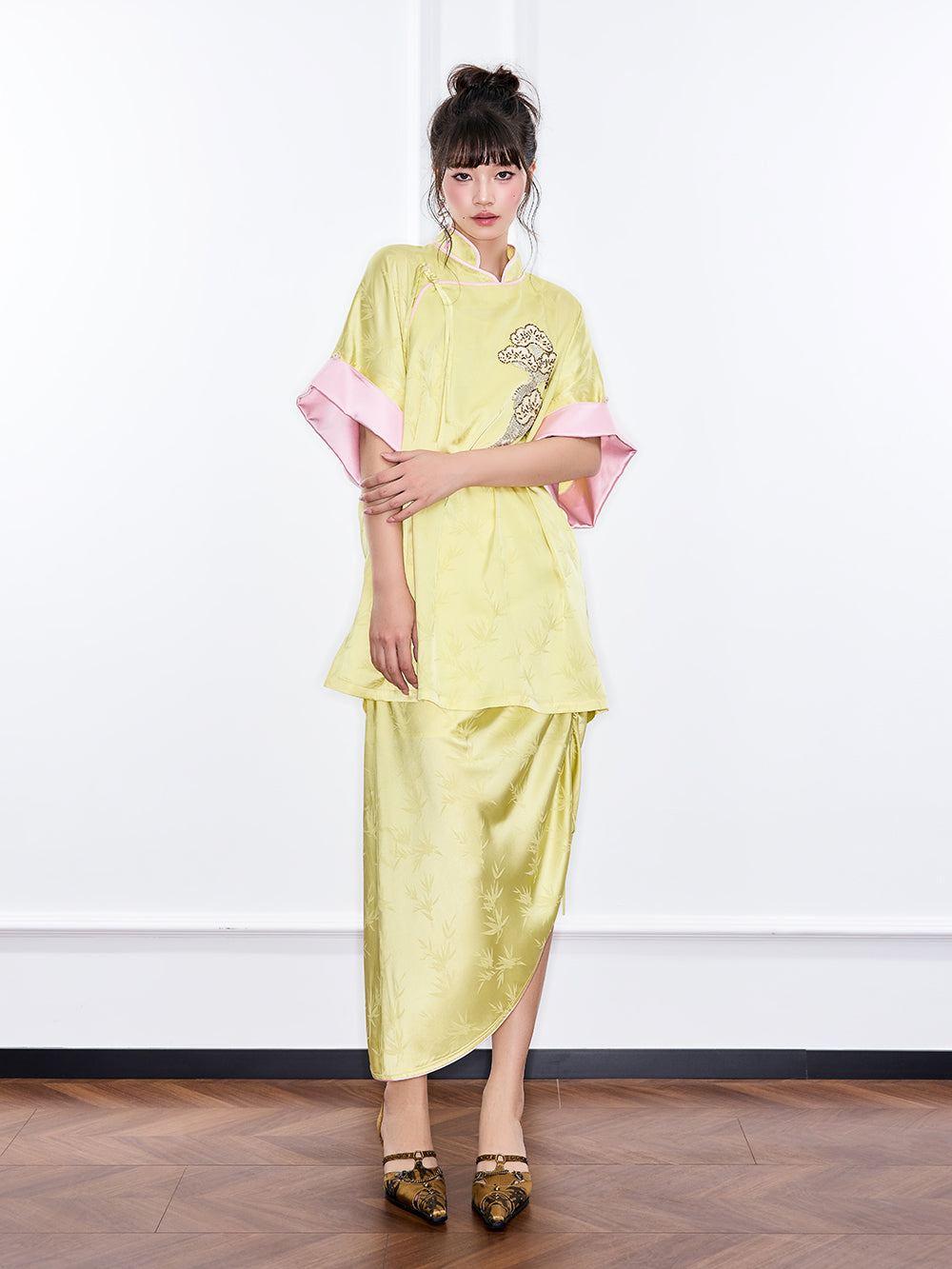 MUKZIN "Ode to the New Summer"Neo - Chinese Style Bamboo - Print Qipao