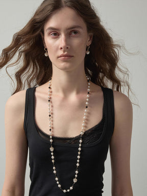 MUKTANK×SUN HUNTER Black and White Faux Pearl Versatile Wear Necklace