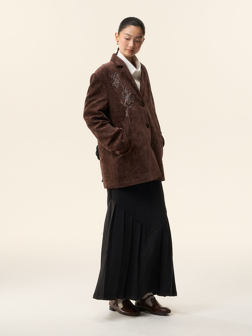 MUKTANK×LOUMUTAKU Embroidered Jacquard Velvet Blazer