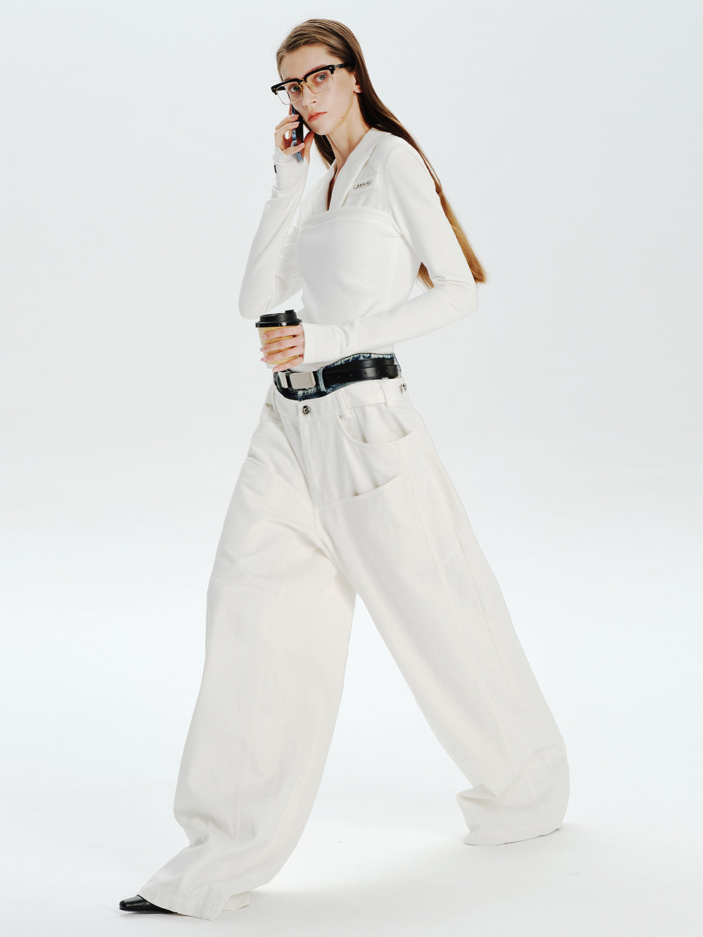 MUKTANK×MODULER Waist-Paneled Heavy-Duty Oversized Jeans