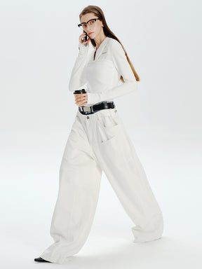 MUKTANK×MODULER Waist-Paneled Heavy-Duty Oversized Jeans