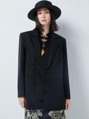 MUKTANK×CUUDICLAB Faux Two-Piece Irregular Blazer