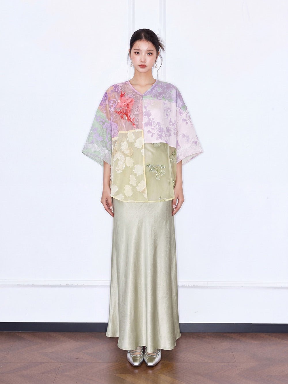 MUKZIN×"Capsule Collection" Modern Chinese Patchwork Short Sleeve Top