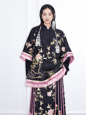 MUKZIN  Linglong “Abundant Flowers”New Chinese Style Dark Cloak.