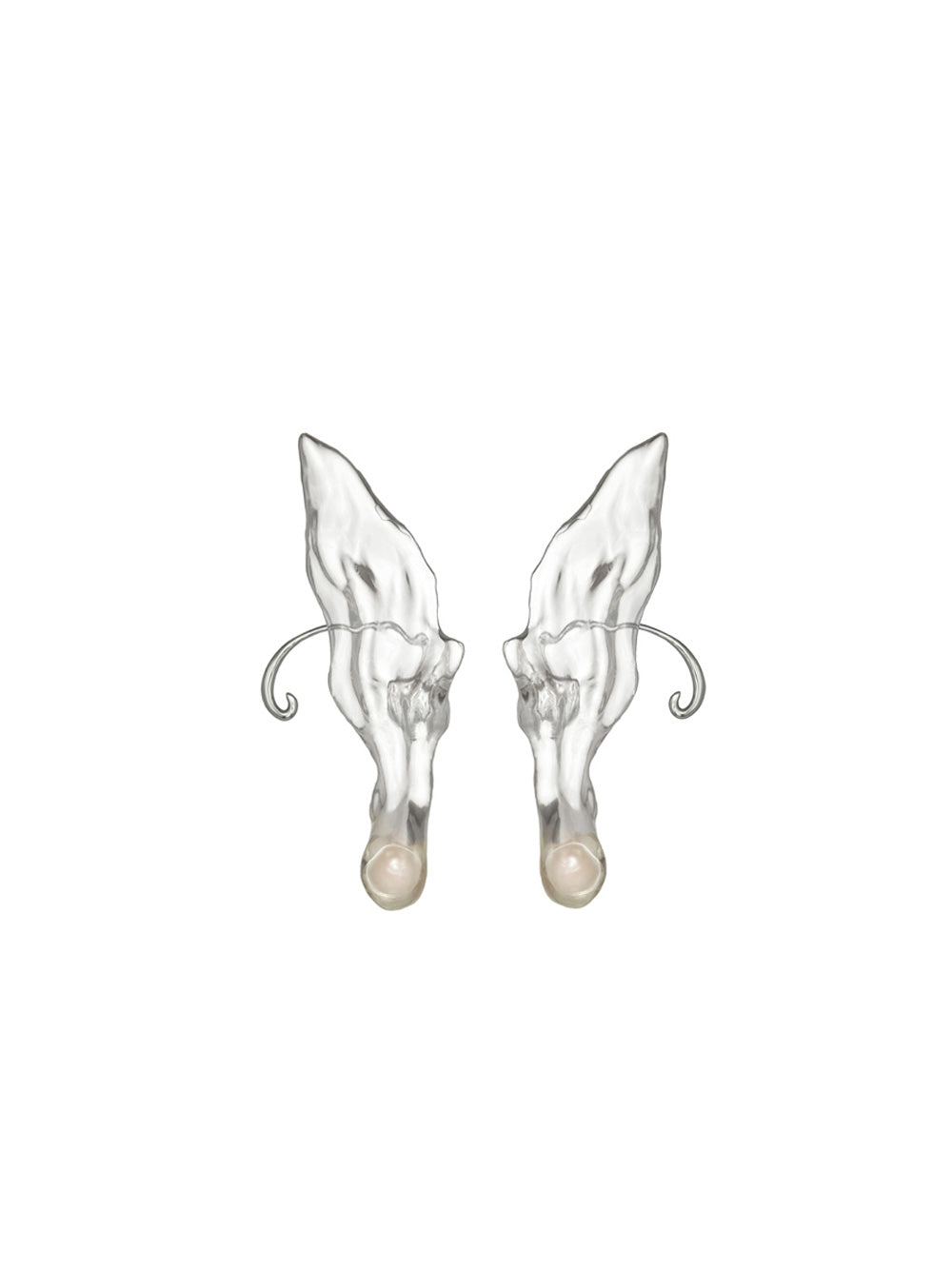 MUKTANK×PEARLONA Transparent Resin Baroque Pearl Ear Clip
