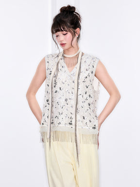 MUKZIN "Ode to the New Summer"White Sleeveless Stylish Casual Vest